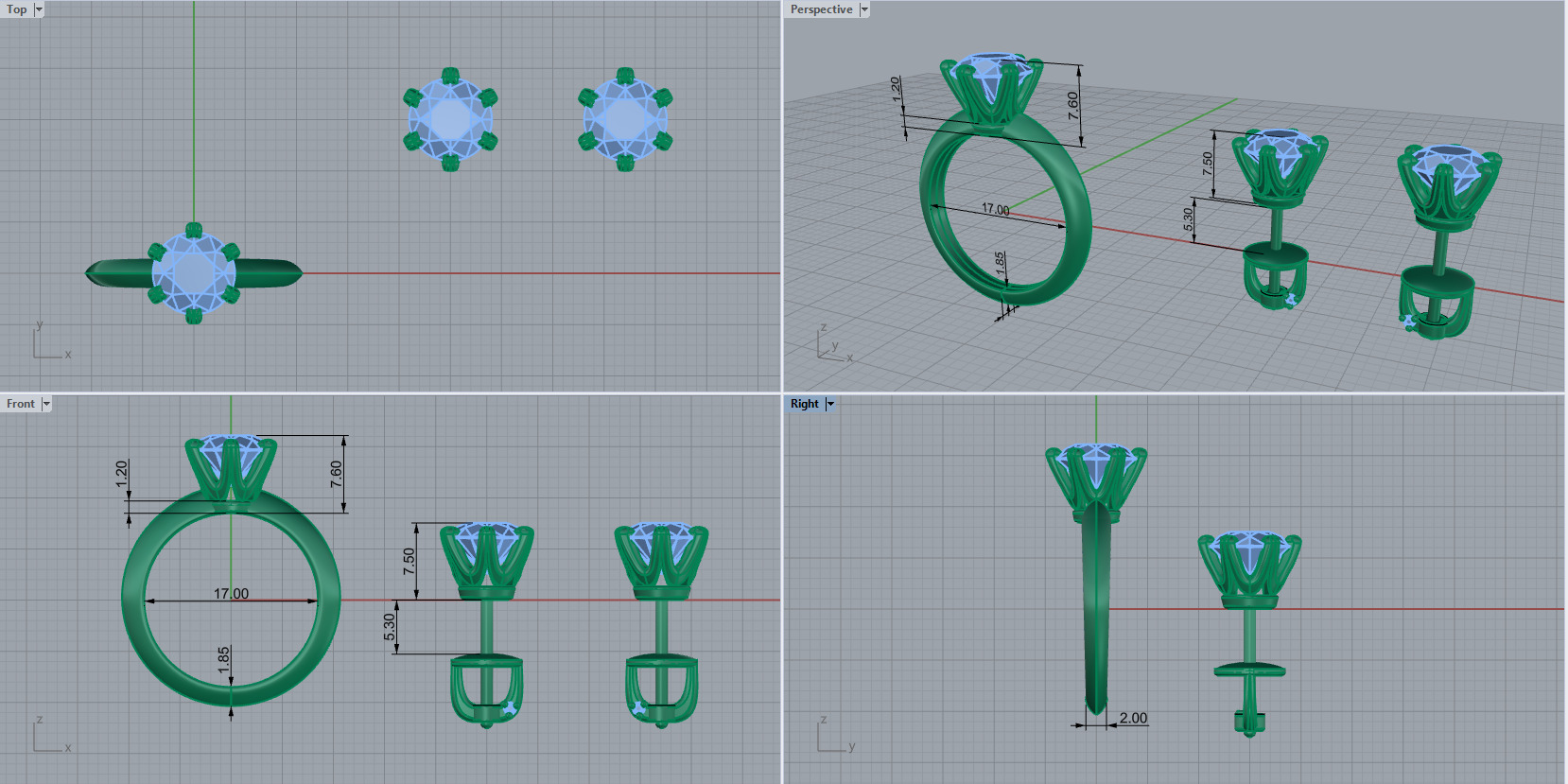 Ring and Studs 65894 3D print model_9