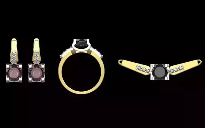 Ring Earrings and Pendant set  65891