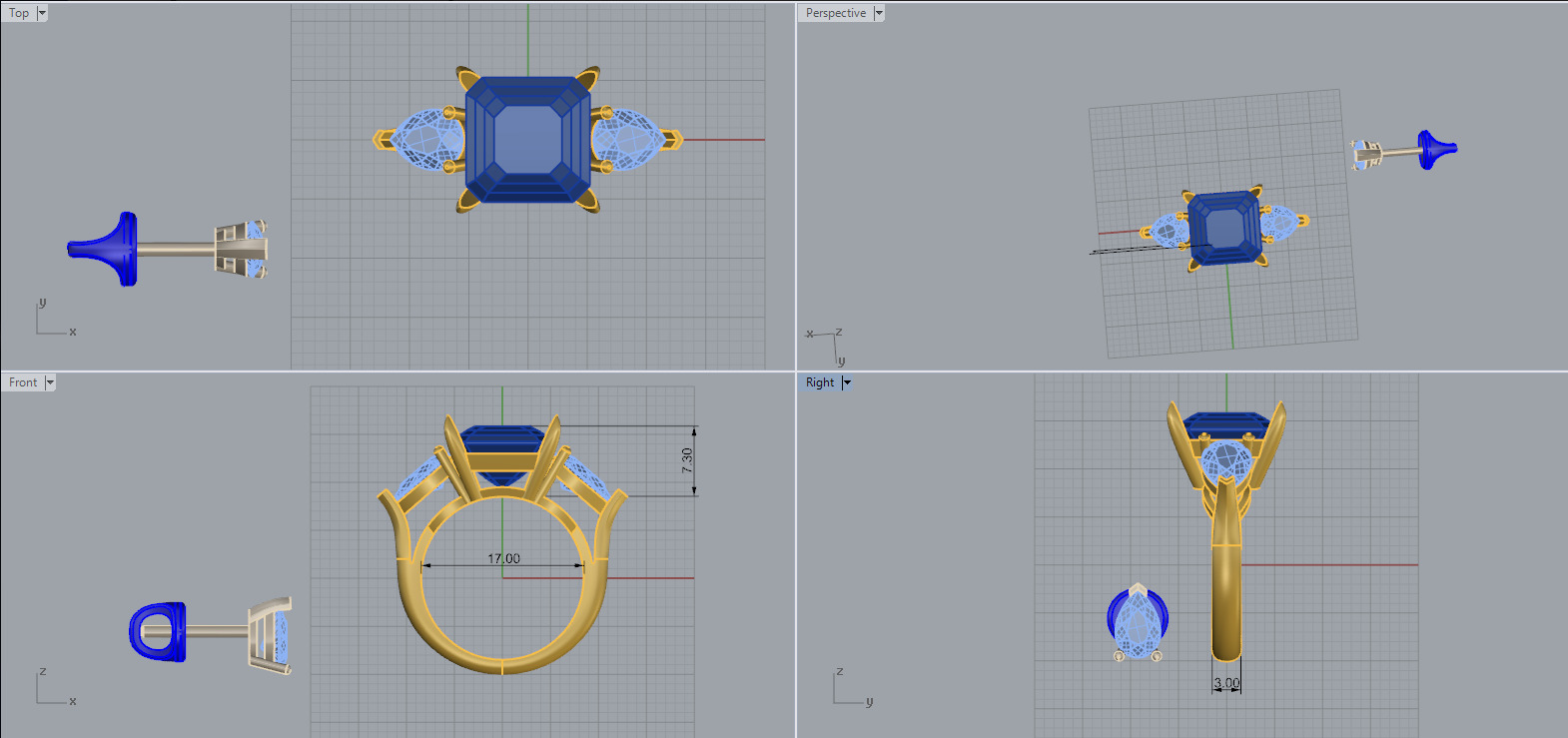 Ring and Studs set 61260 3D print model_6