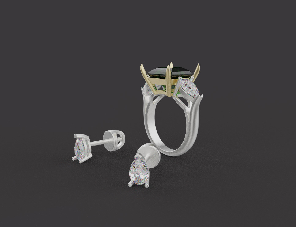 Ring and Studs set 61260 3D print model_1