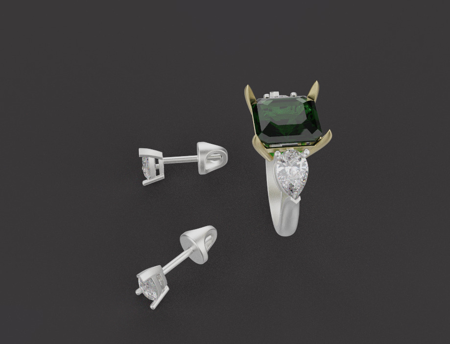 Ring and Studs set 61260 3D print model_2