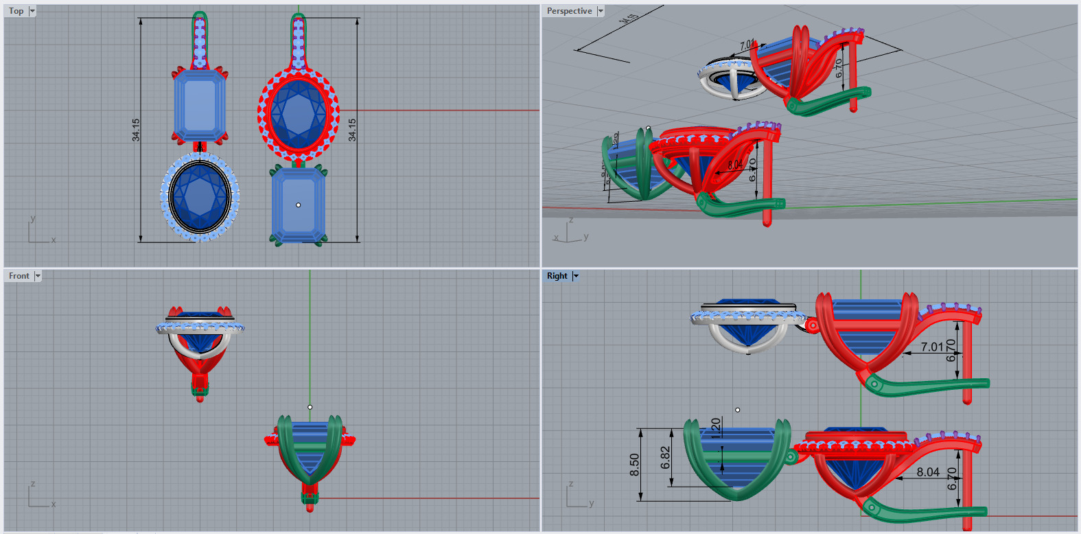 Ring and Earrings set 61222 3D print model_10