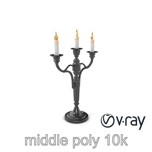 Symmetrical Black Candelabra 3D model pack Low-poly 3D model