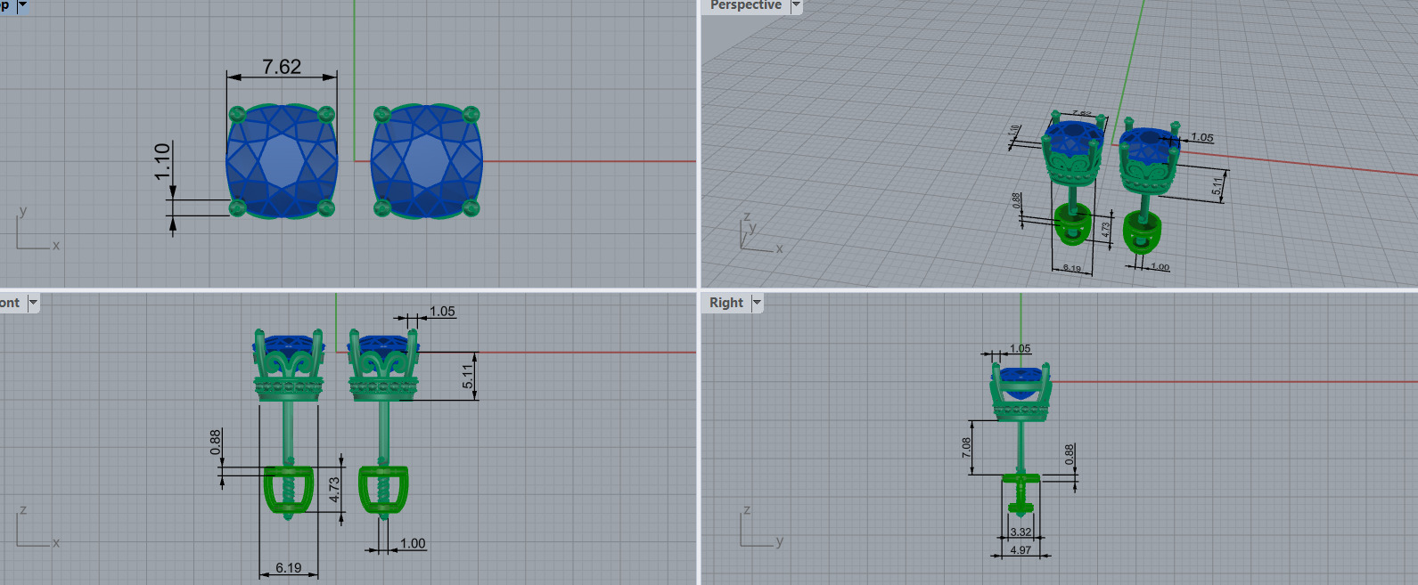 Ring and Studs set 60411 3D print model_24