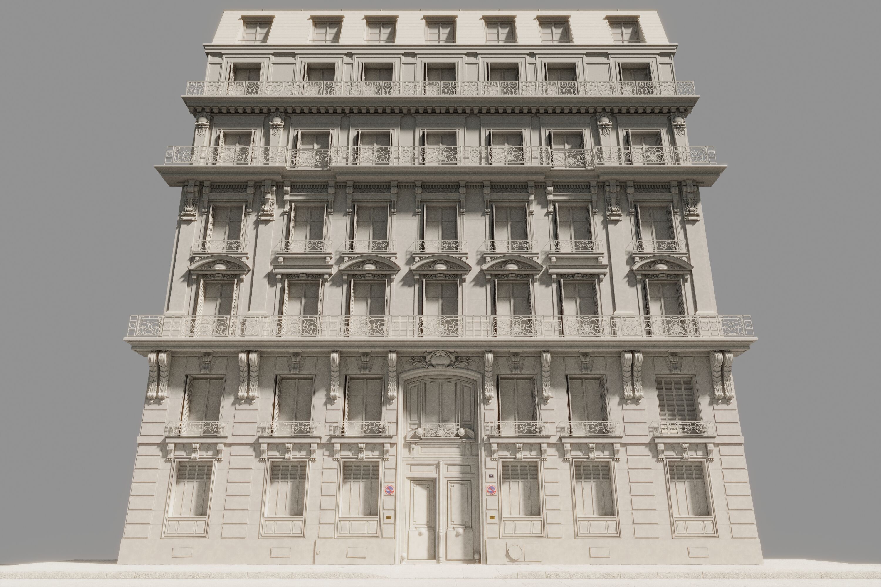  Doors Haussmann style Low-poly 3D model_10