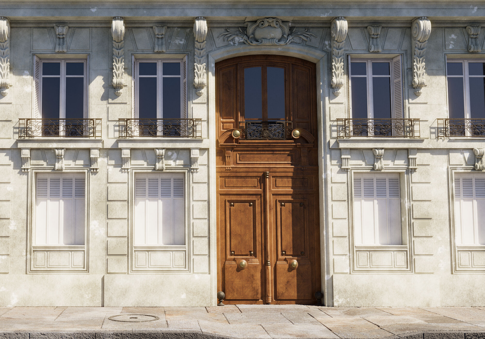  Doors Haussmann style Low-poly 3D model_3