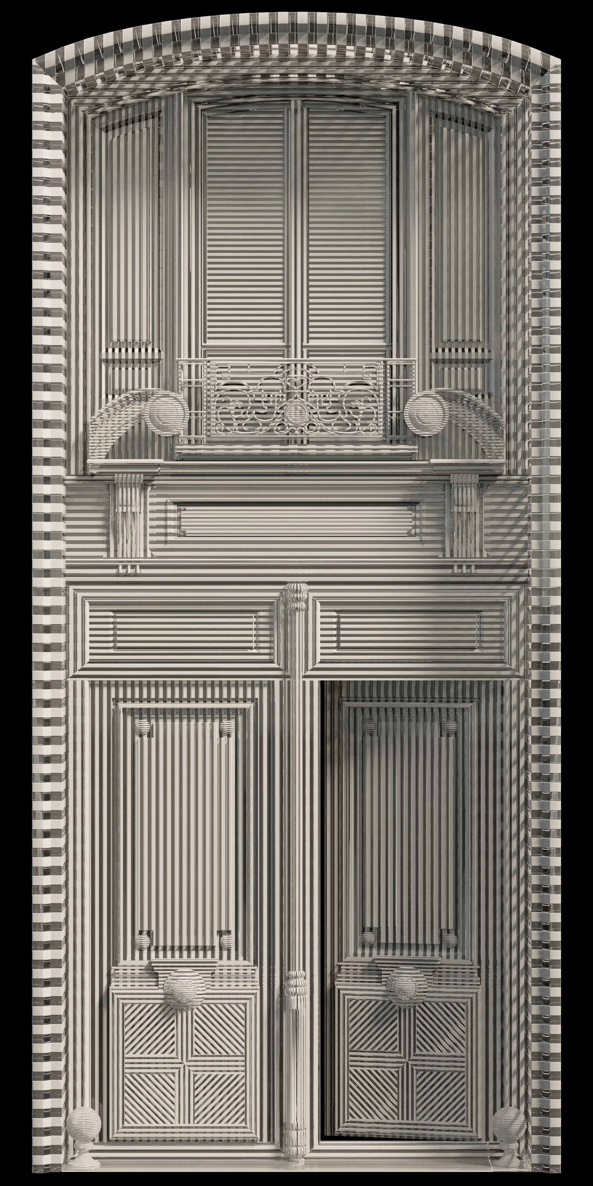  Doors Haussmann style Low-poly 3D model_8