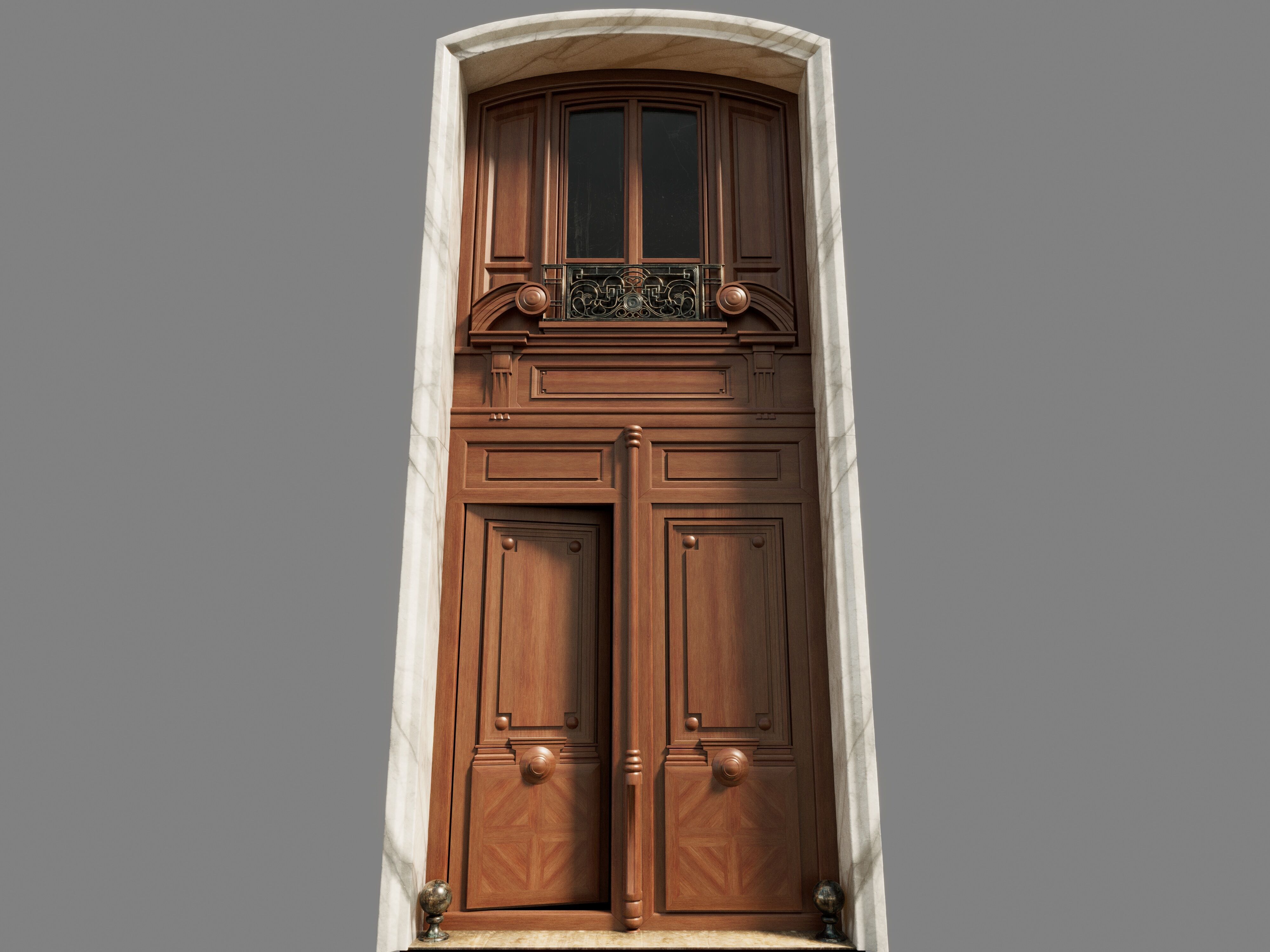  Doors Haussmann style Low-poly 3D model_9