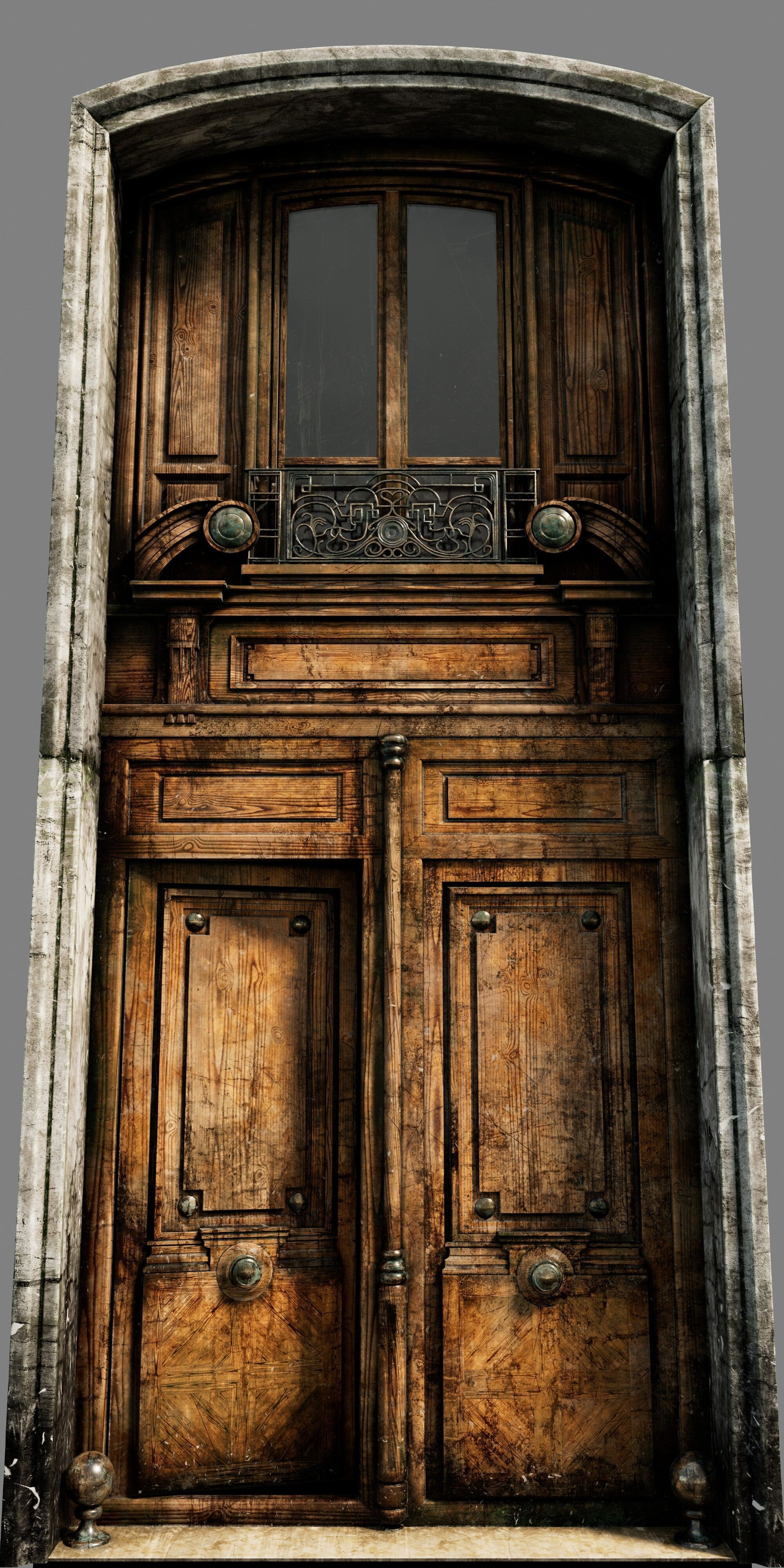  Doors Haussmann style Low-poly 3D model_5
