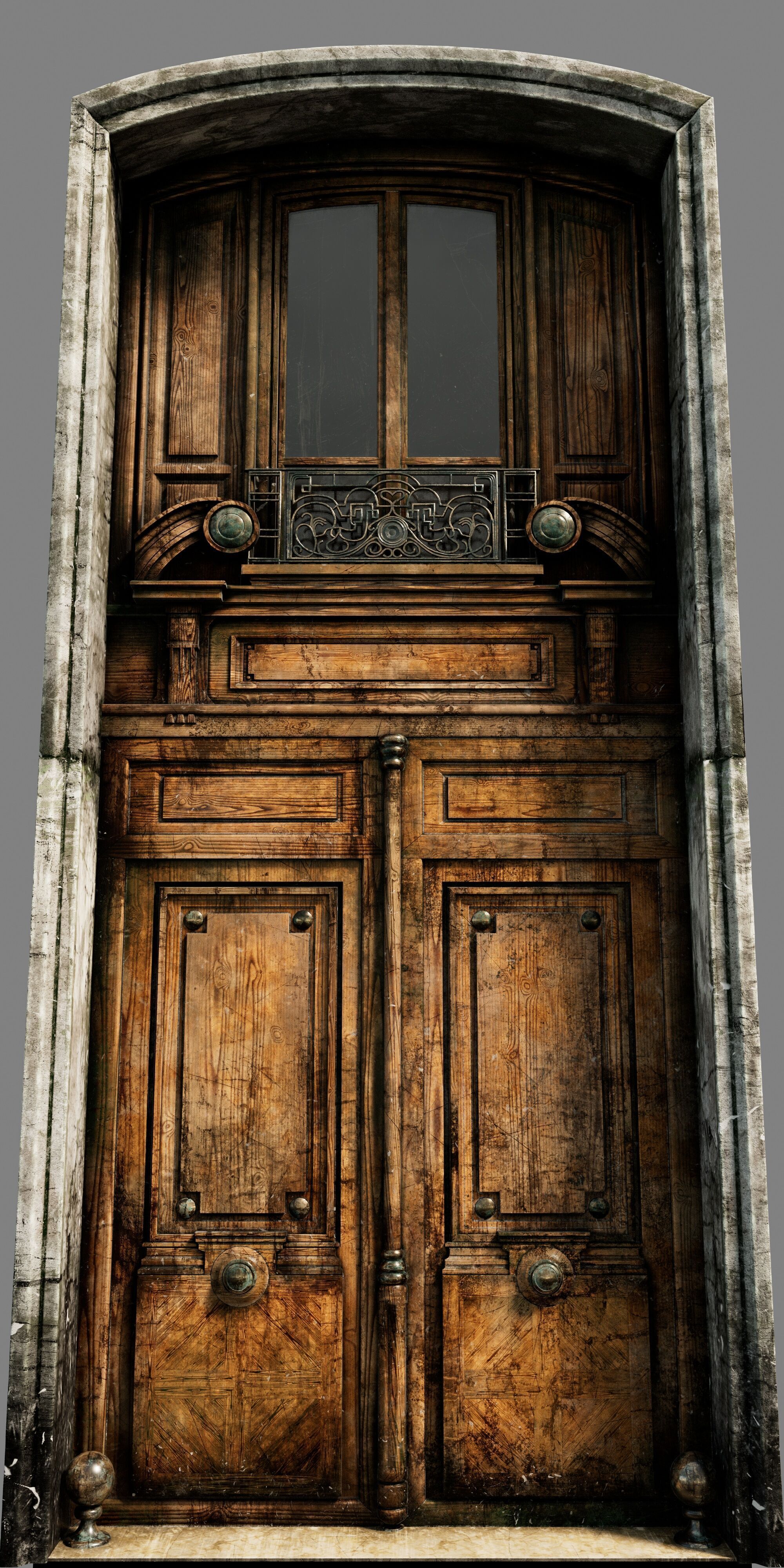  Doors Haussmann style Low-poly 3D model_4