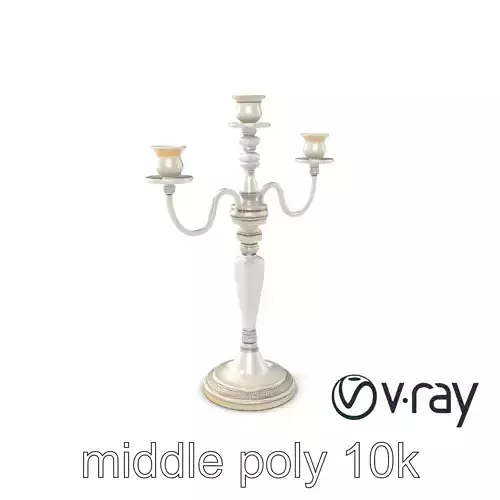 Silver Candelabra Three-Armed Reflective model pack