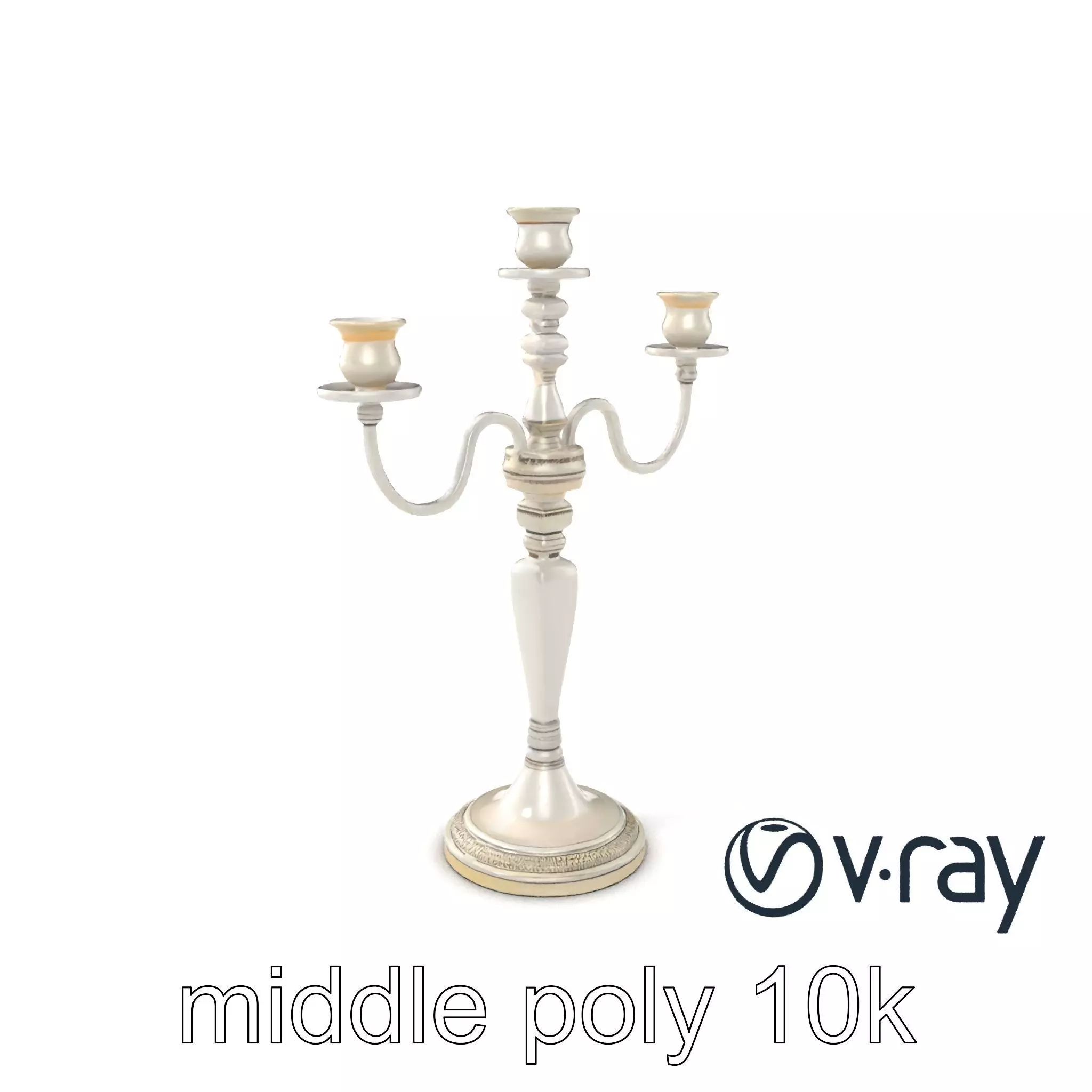 Silver Candelabra Three-Armed Reflective model pack Low-poly 3D model_0