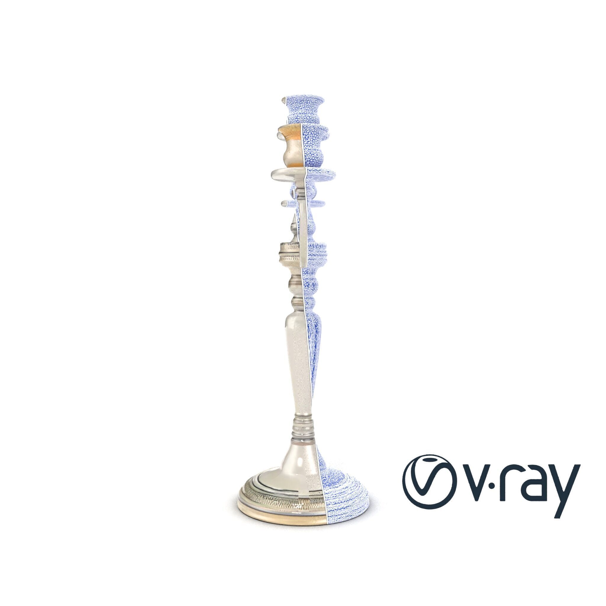 Silver Candelabra Three-Armed Reflective model pack Low-poly 3D model_13