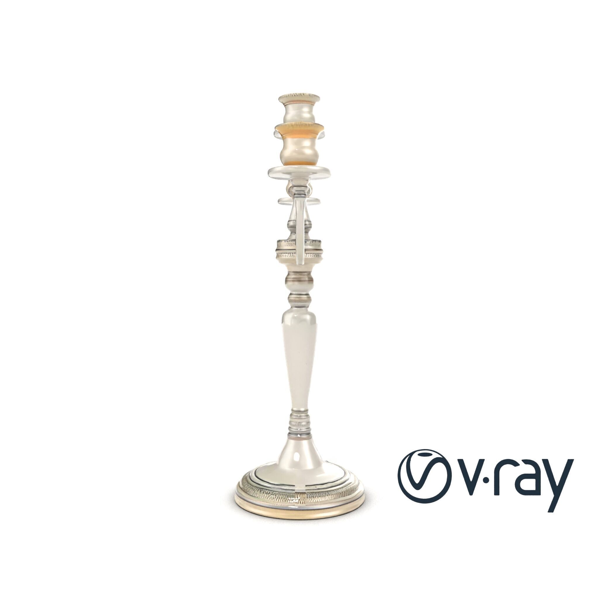 Silver Candelabra Three-Armed Reflective model pack Low-poly 3D model_20
