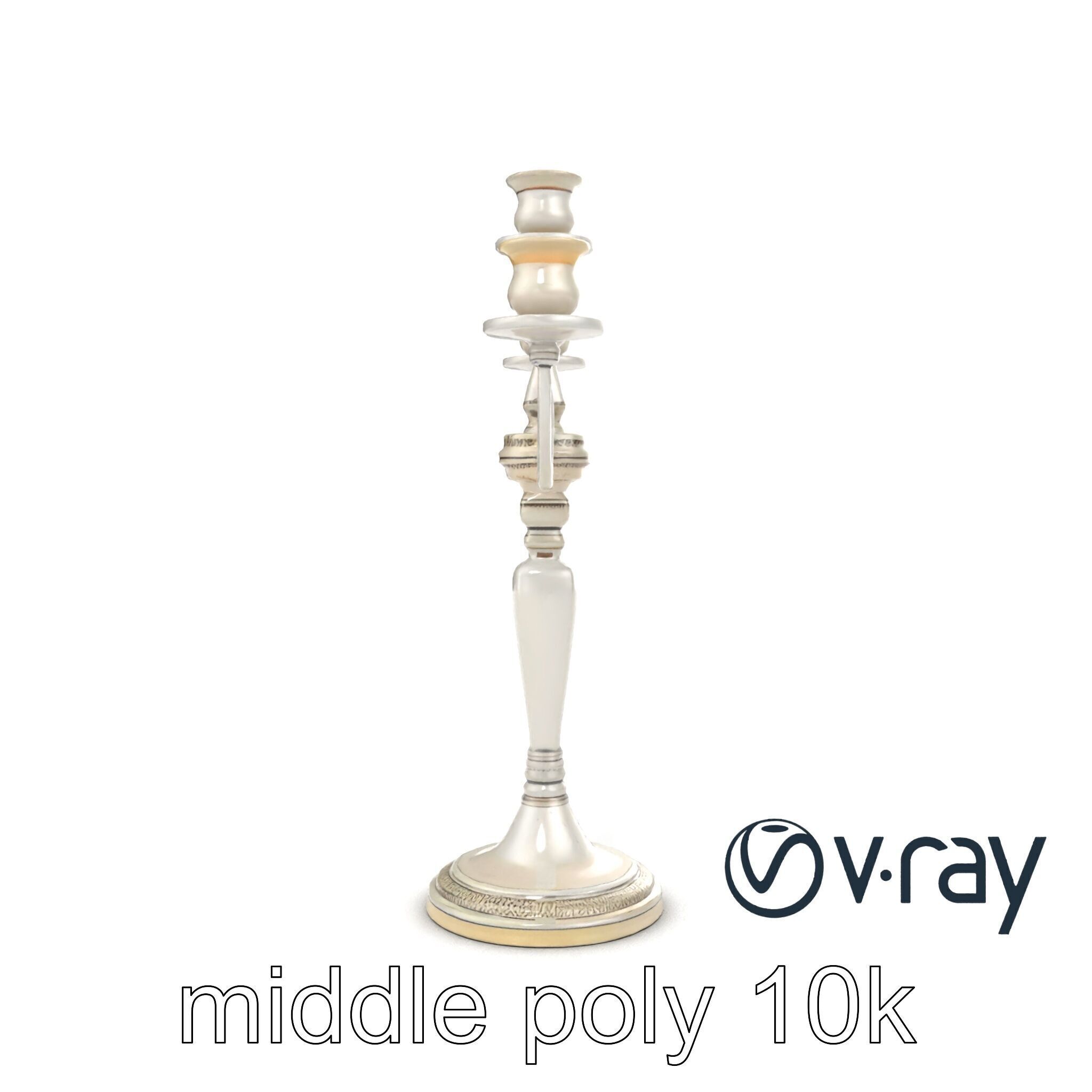 Silver Candelabra Three-Armed Reflective model pack Low-poly 3D model_18