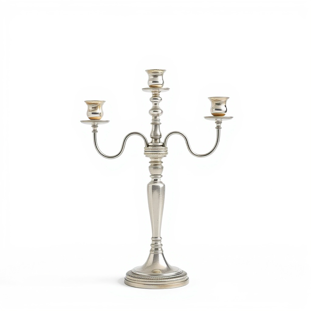 Silver Candelabra Three-Armed Reflective model pack Low-poly 3D model_3