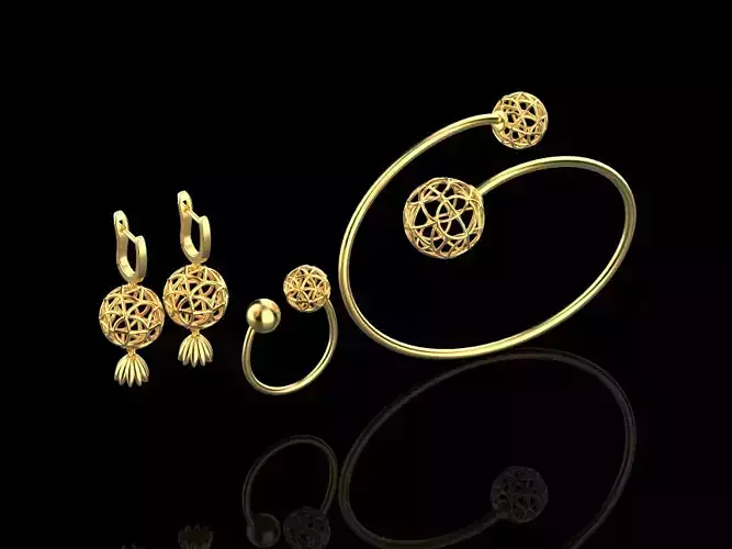 Ring Bracelet and Earrings set 54227