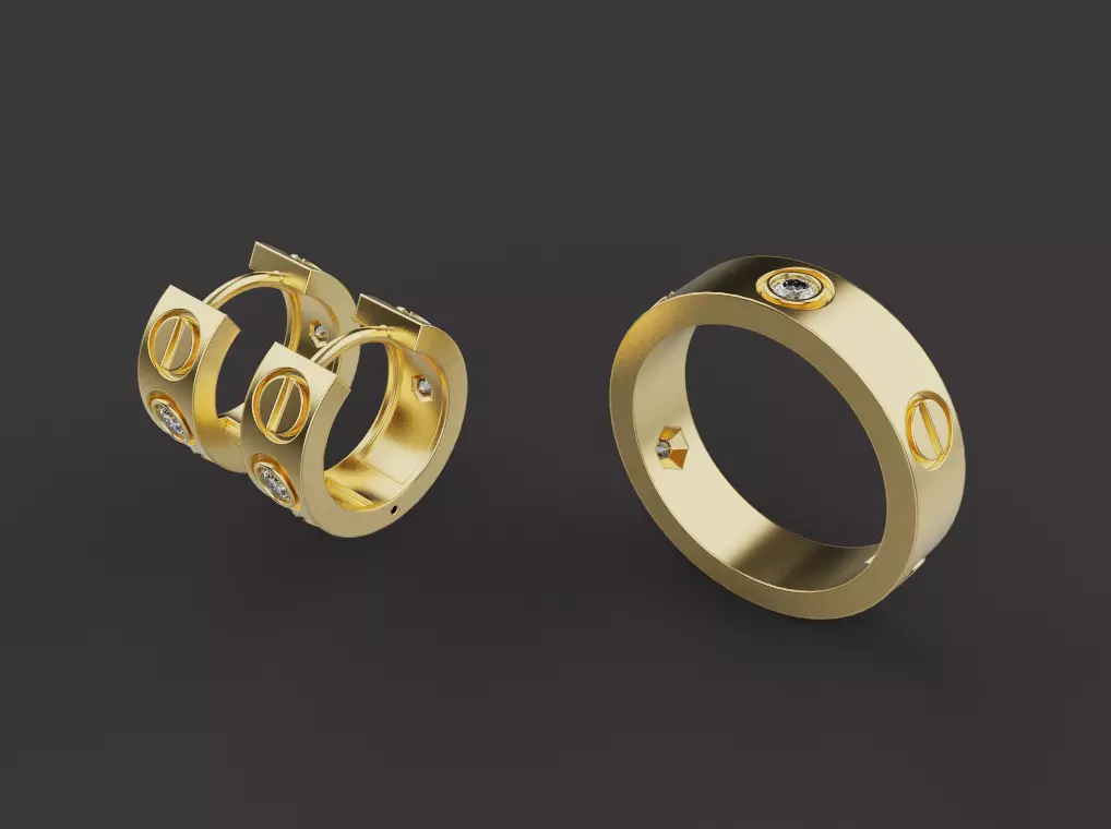 Ring and Earrings set 53486 3D print model_0