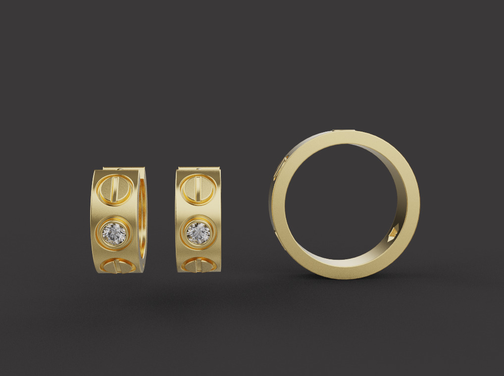 Ring and Earrings set 53486 3D print model_1