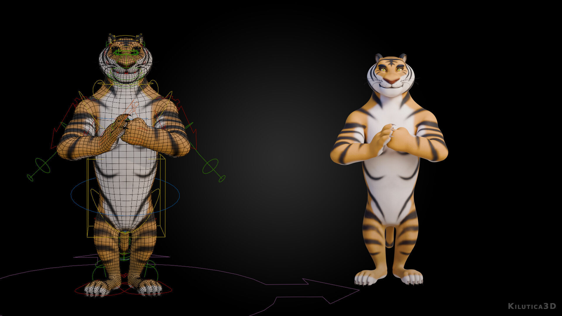 Biped Tiger Rigged Low-poly 3D model_6