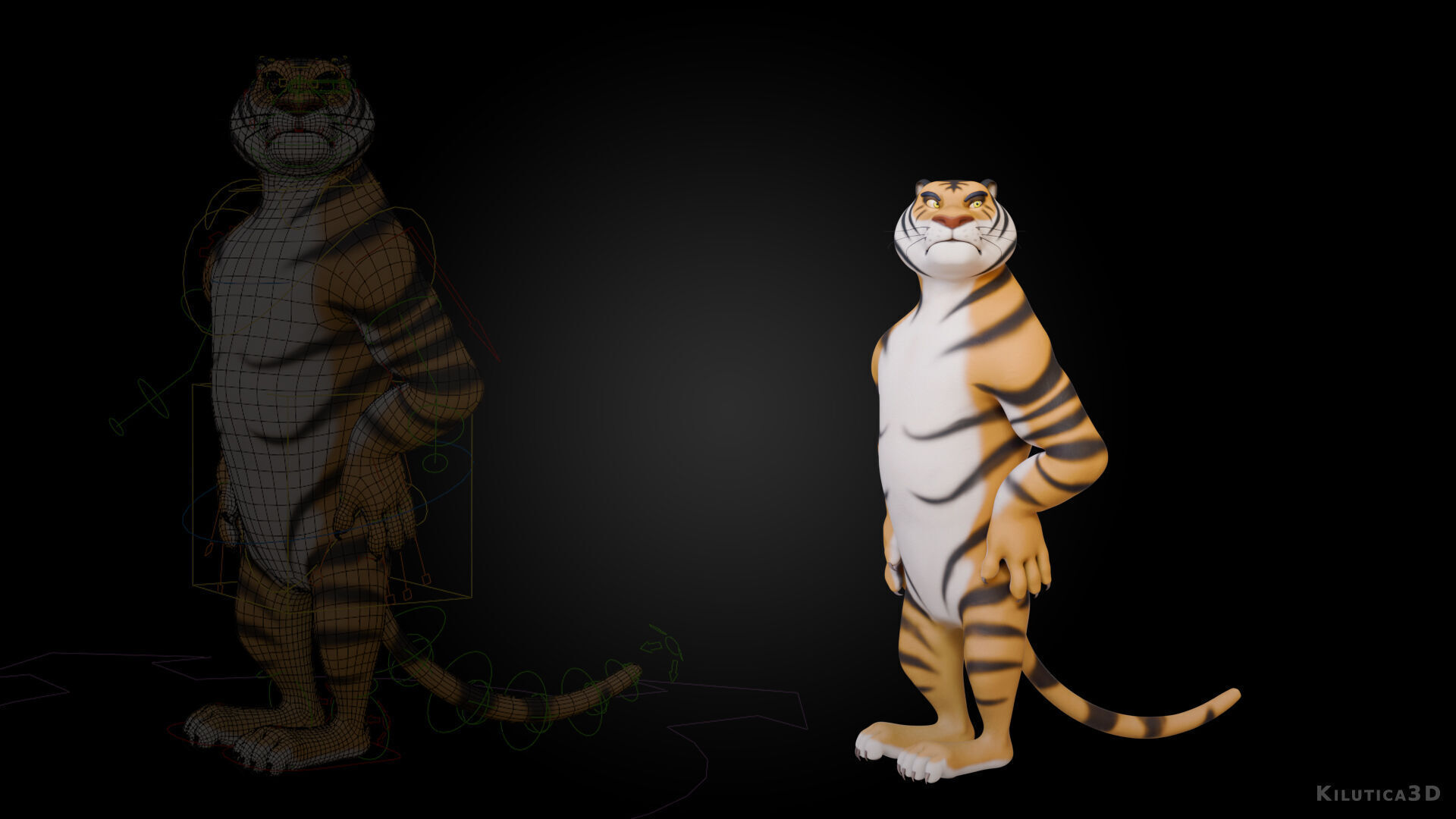 Biped Tiger Rigged Low-poly 3D model_8