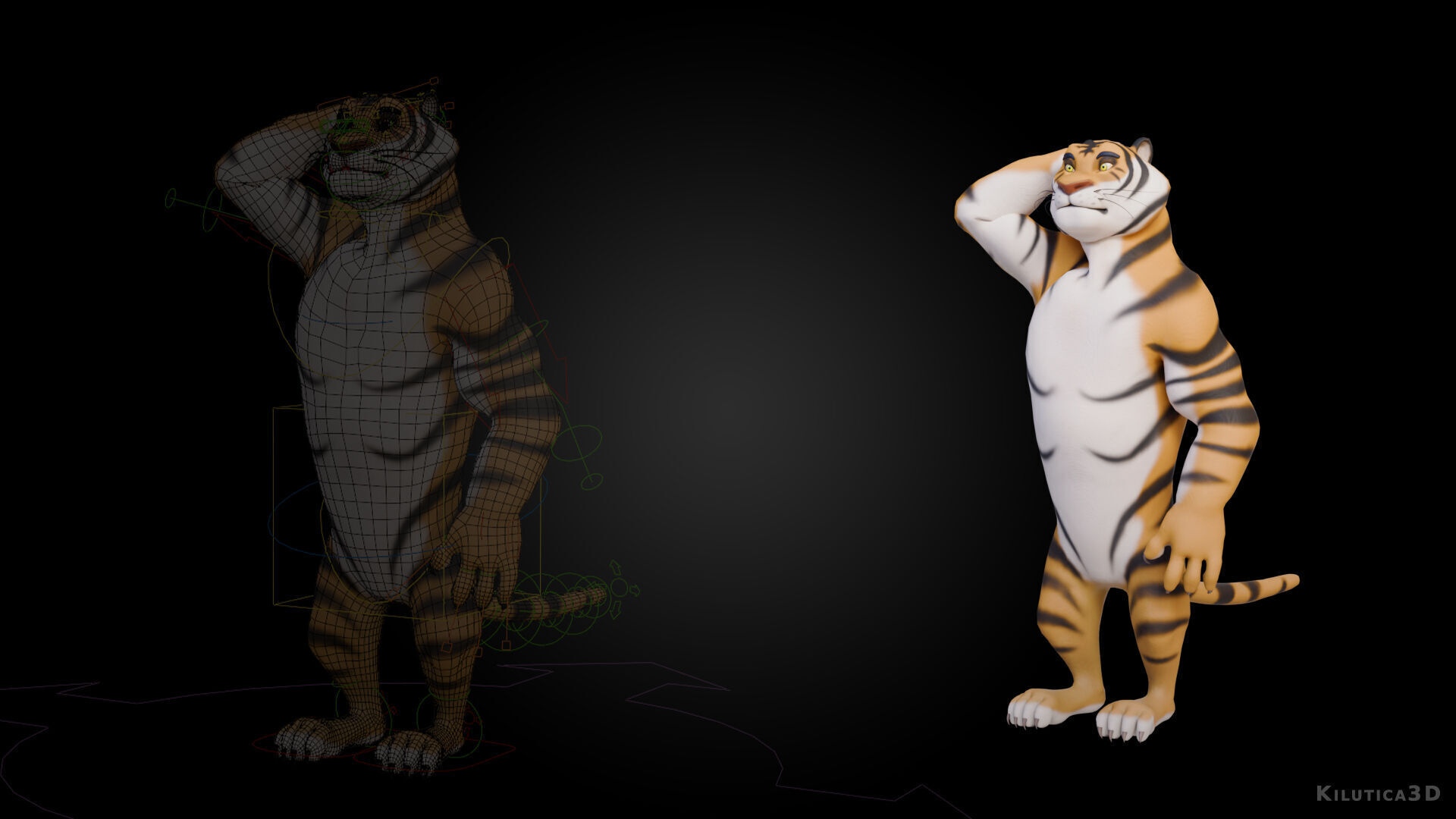 Biped Tiger Rigged Low-poly 3D model_5