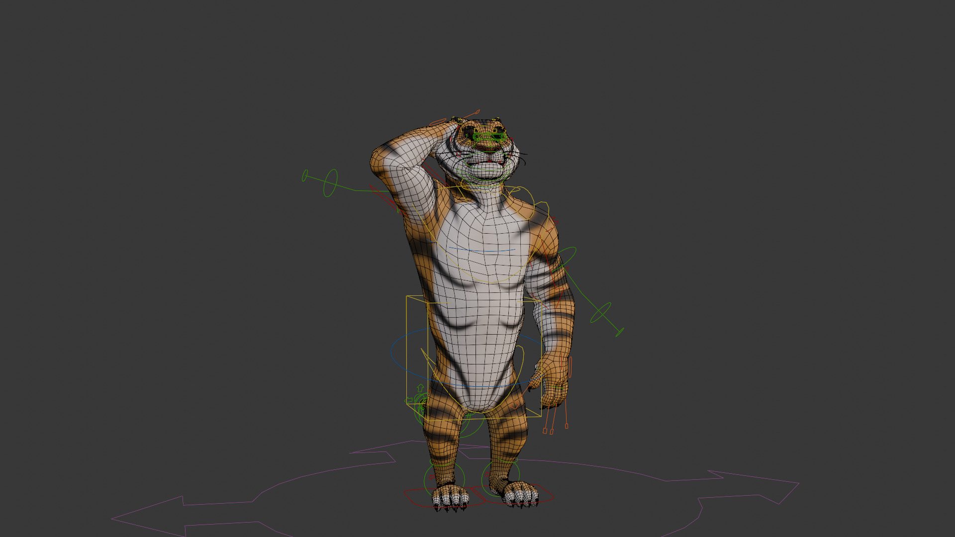 Biped Tiger Rigged Low-poly 3D model_23