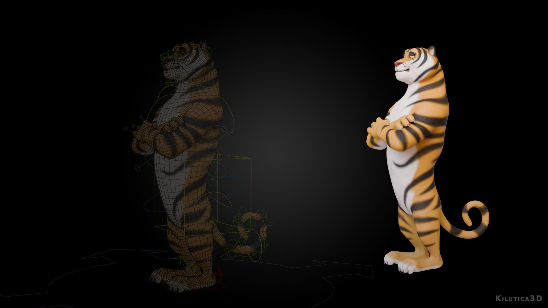 Biped Tiger Rigged Low-poly 3D model_2