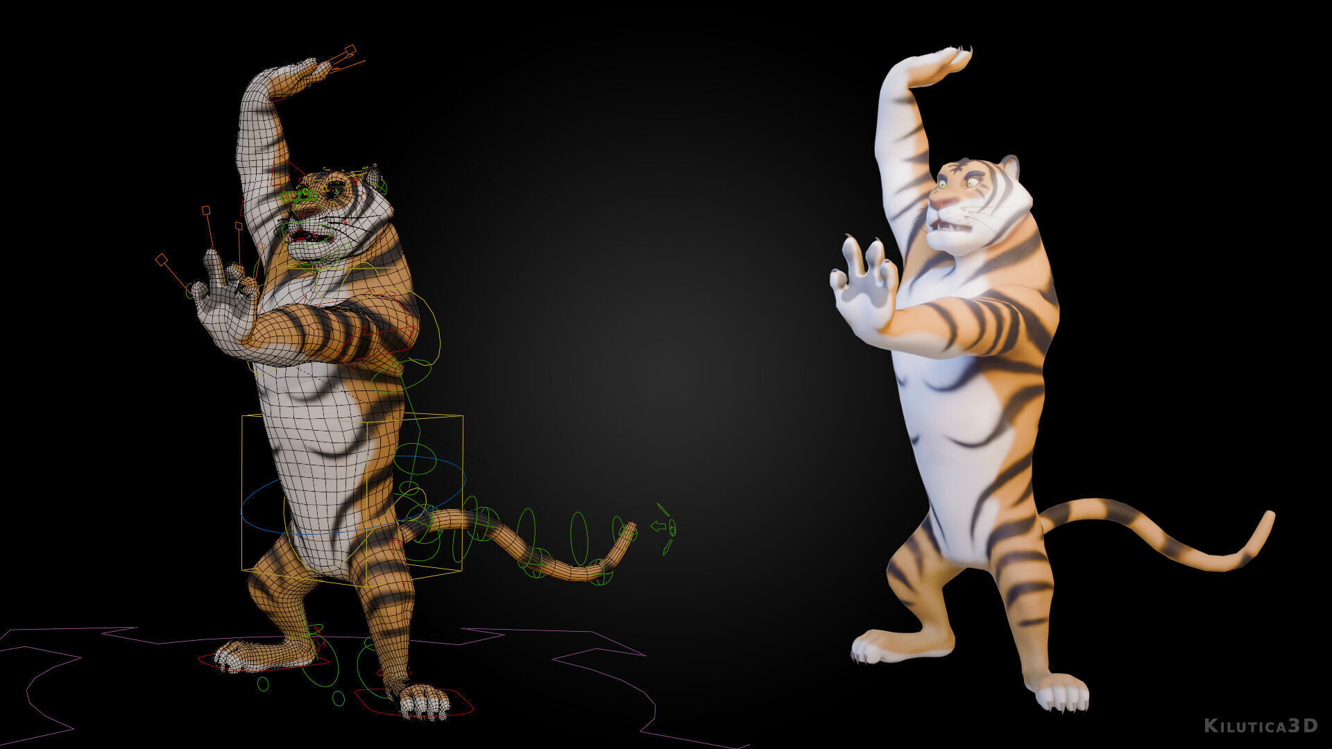 Biped Tiger Rigged Low-poly 3D model_4