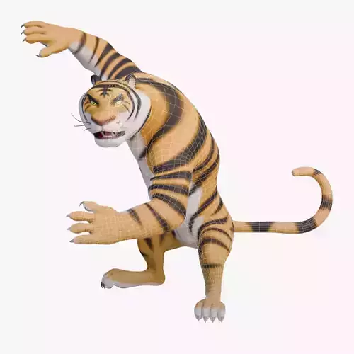 Stylized Biped Tiger - Rigged 3D Character Low-poly 3D model