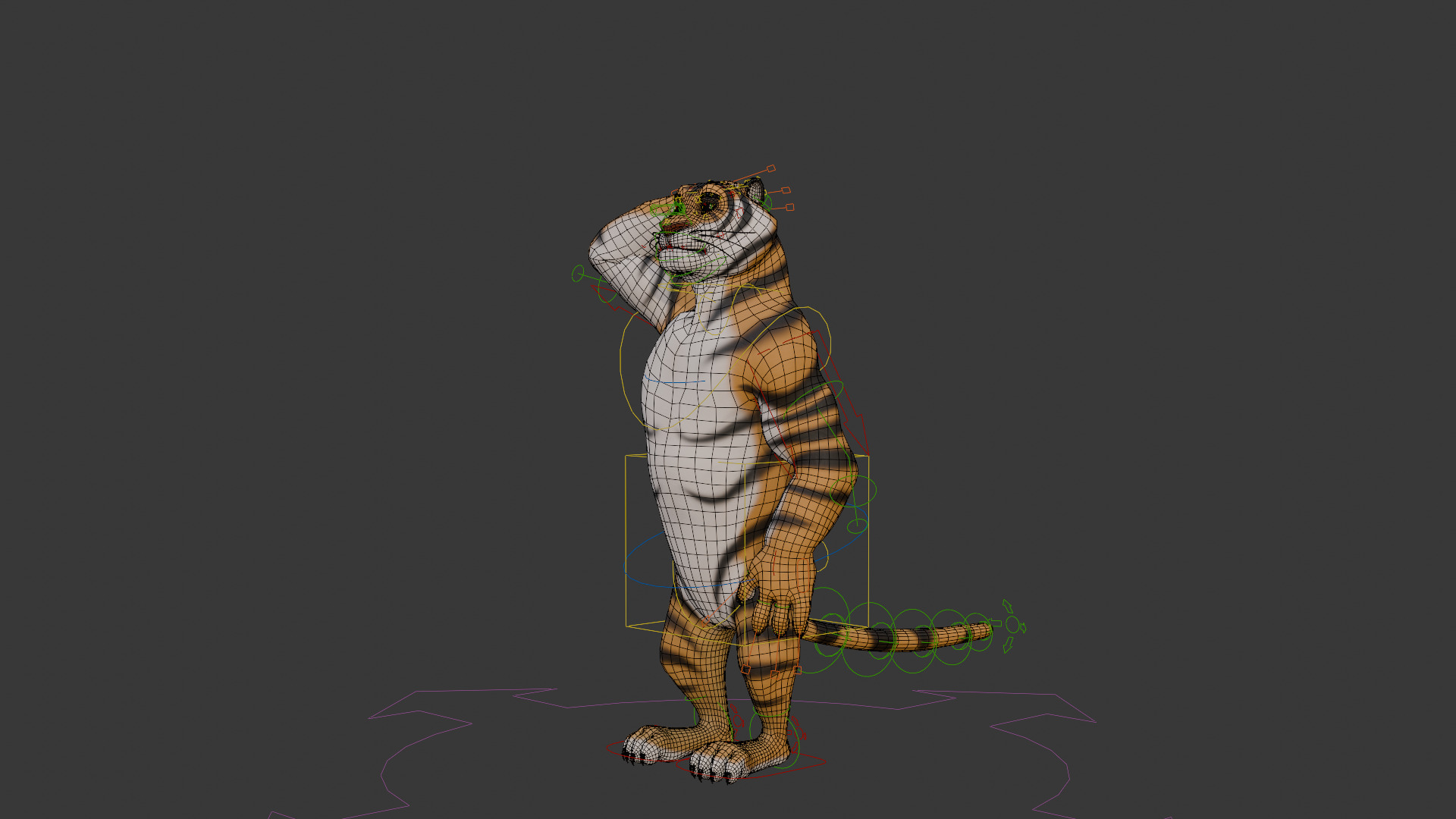 Biped Tiger Rigged Low-poly 3D model_28