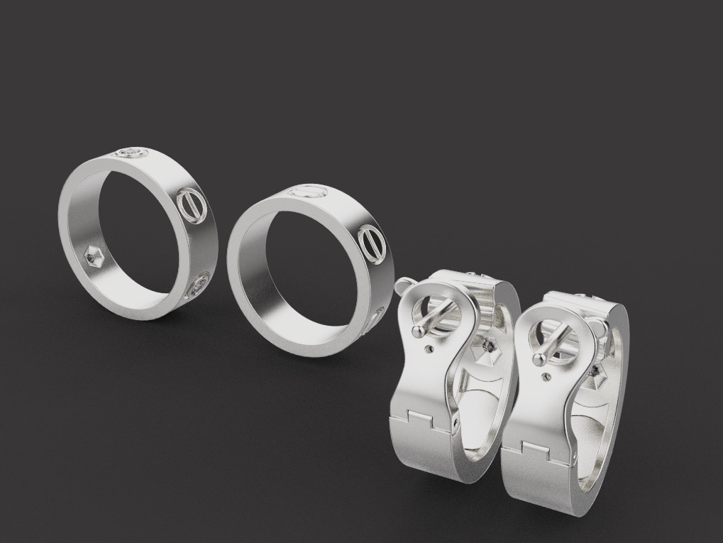 Rings and Earrings set 53258 3D print model_1