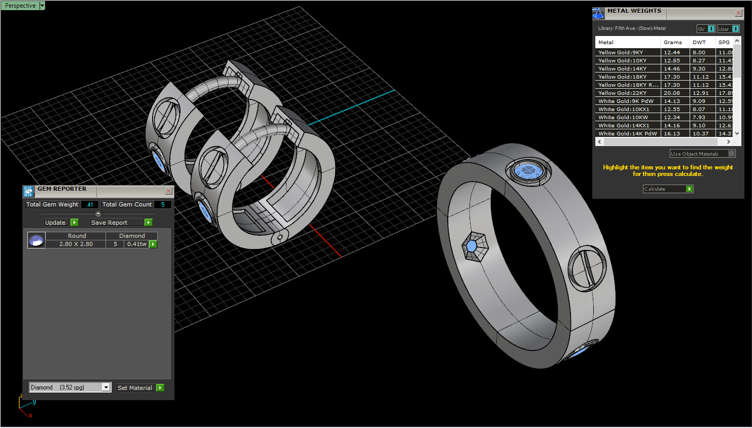 Ring and Earrings set 53240 3D print model_5