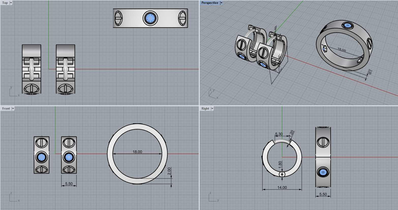 Ring and Earrings set 53240 3D print model_4