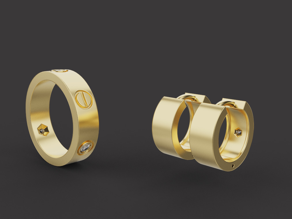 Ring and Earrings set 53240 3D print model_2