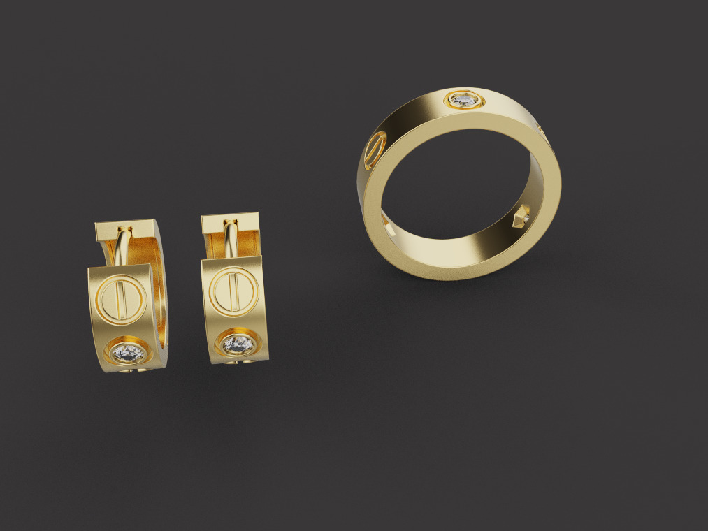 Ring and Earrings set 53240 3D print model_1