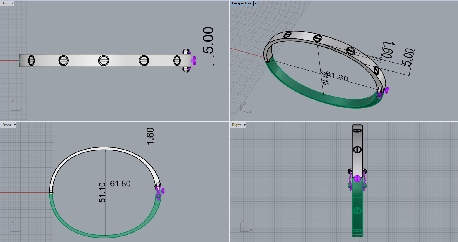 Ring Bracelet and Earrings set 53220 3D print model_12