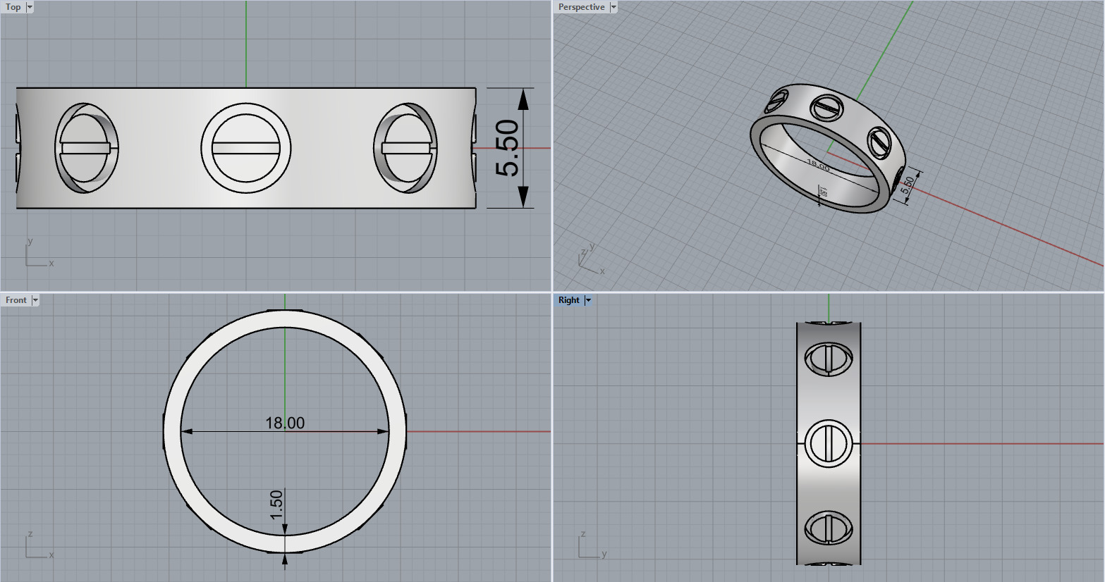 Ring Bracelet and Earrings set 53220 3D print model_13