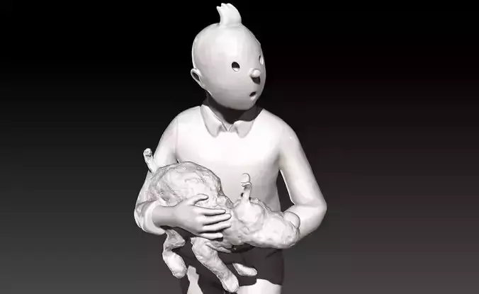 TinTin Run with Milu 3D print model