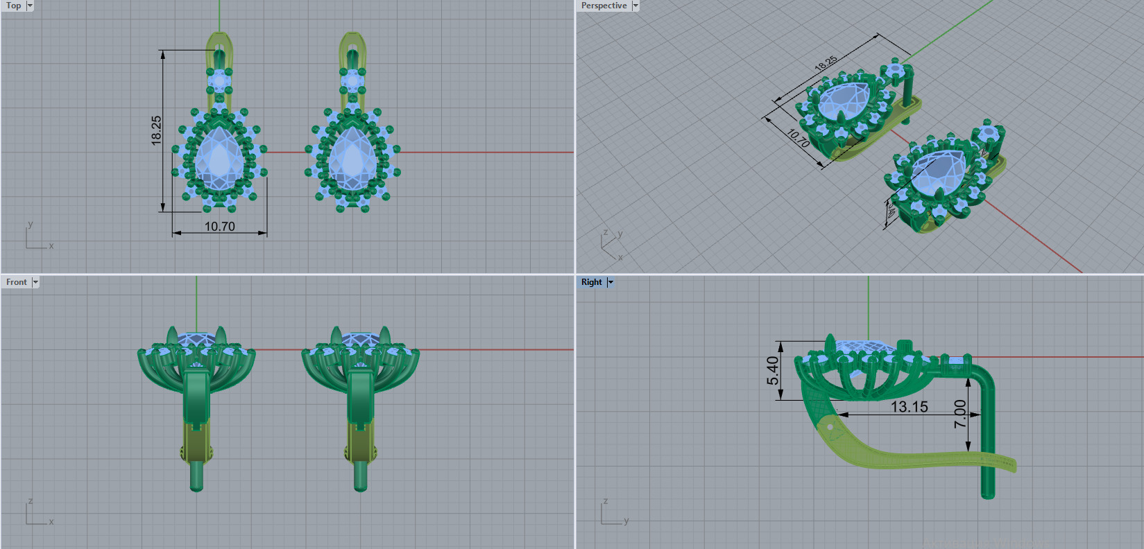 Ring and Earrings set 53211 3D print model_7