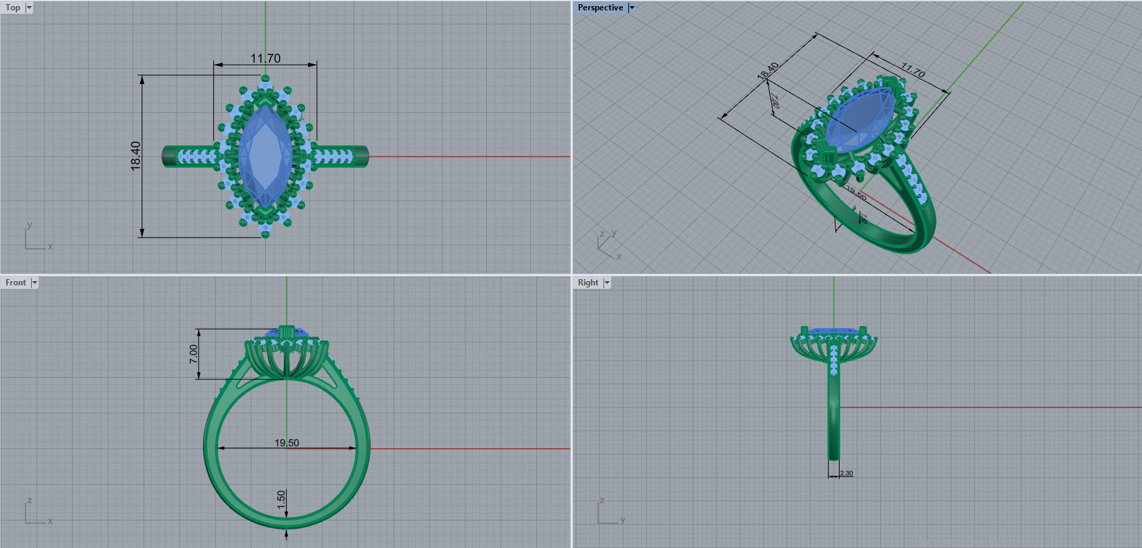 Ring and Earrings set 53211 3D print model_8