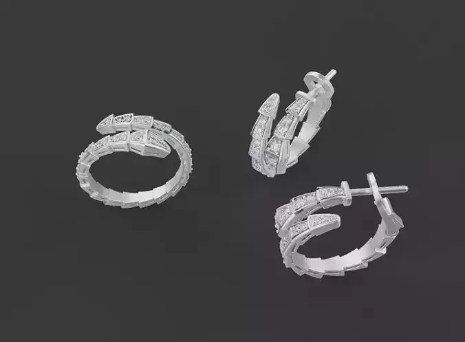 Snake Ring and Earrings set 53135