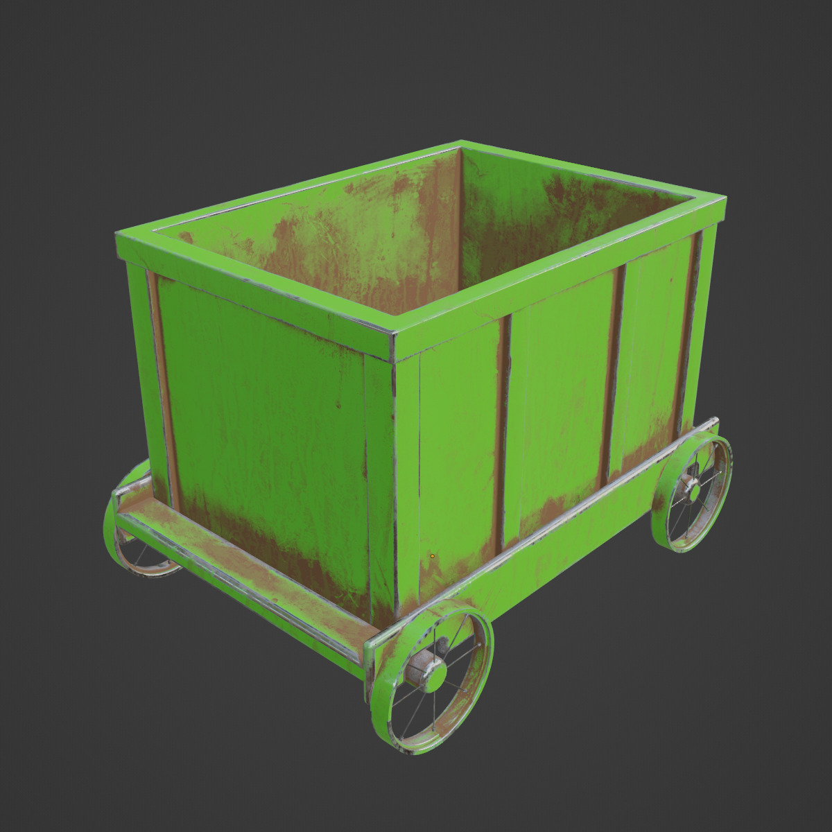 Old Mining Trolley 03 Low-poly 3D model_6