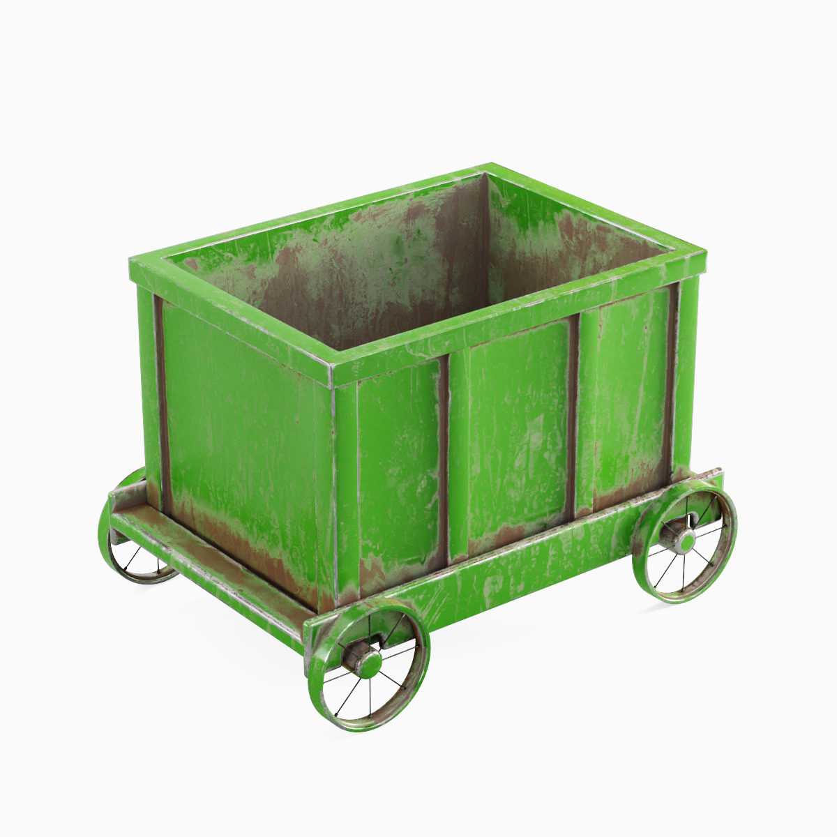 Old Mining Trolley 03 Low-poly 3D model_5