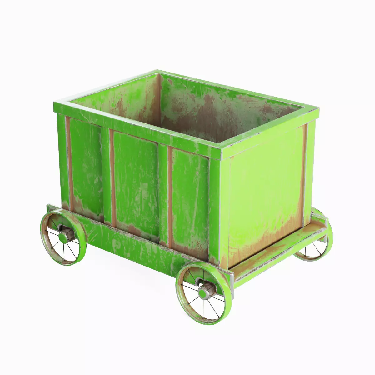 Old Mining Trolley 03 Low-poly 3D model_0