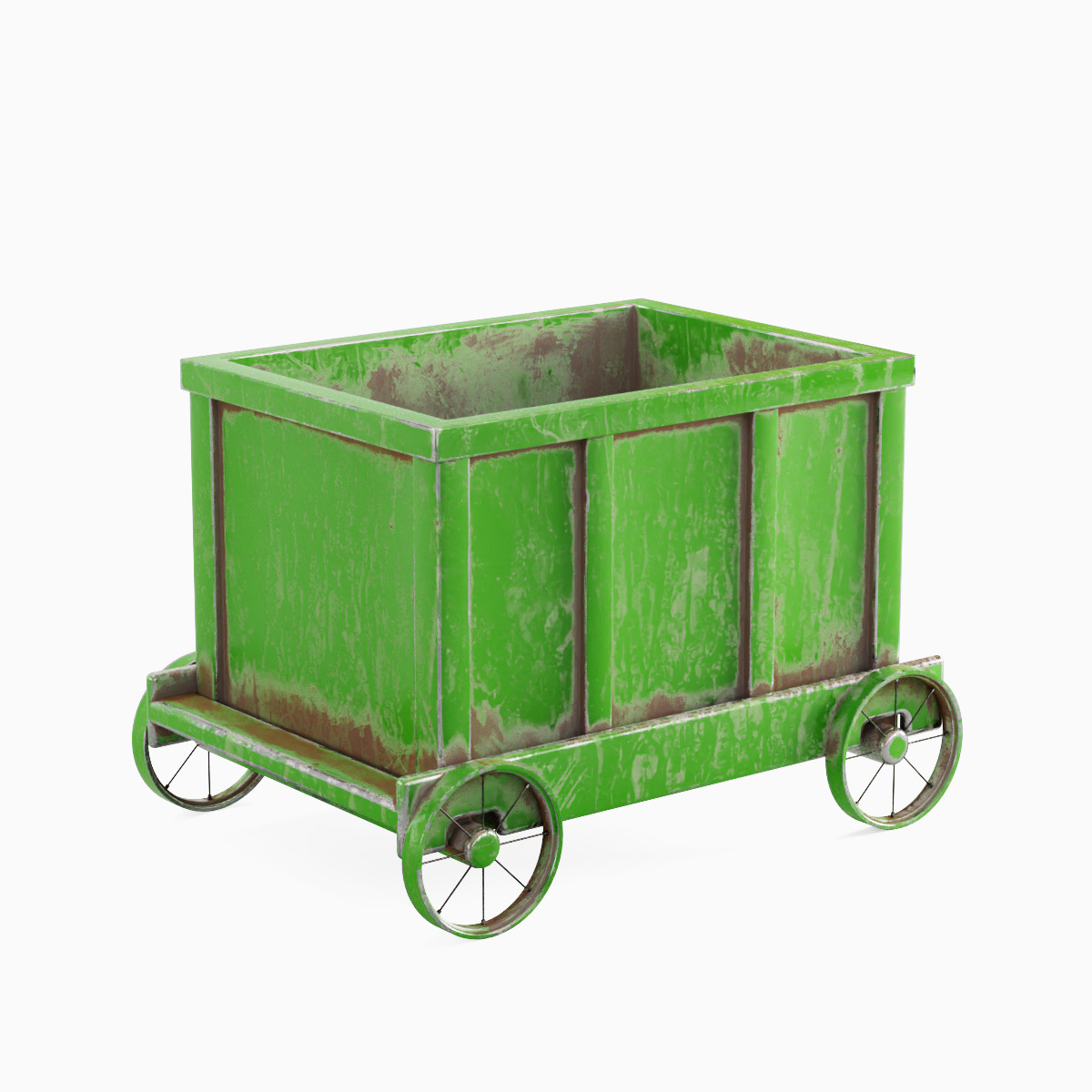 Old Mining Trolley 03 Low-poly 3D model_2