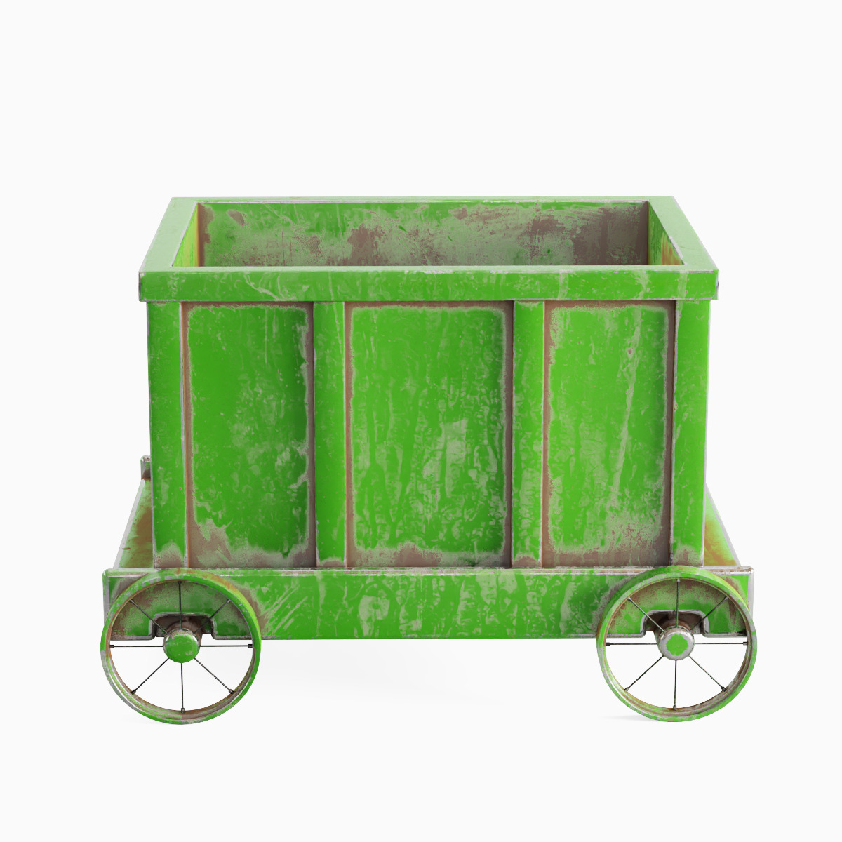 Old Mining Trolley 03 Low-poly 3D model_1