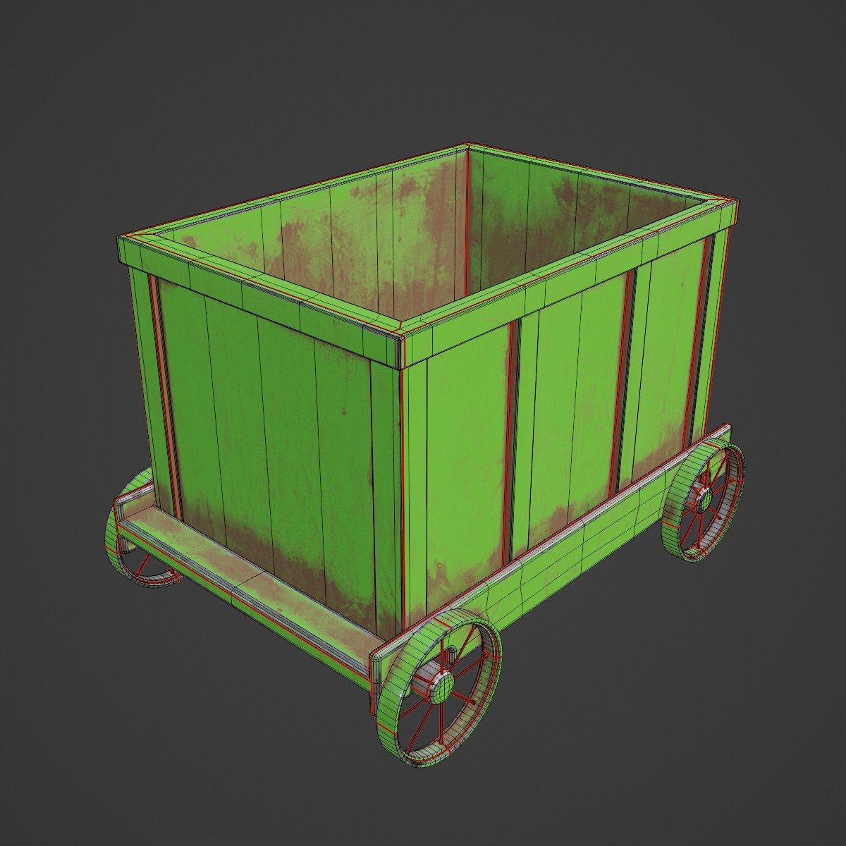 Old Mining Trolley 03 Low-poly 3D model_7