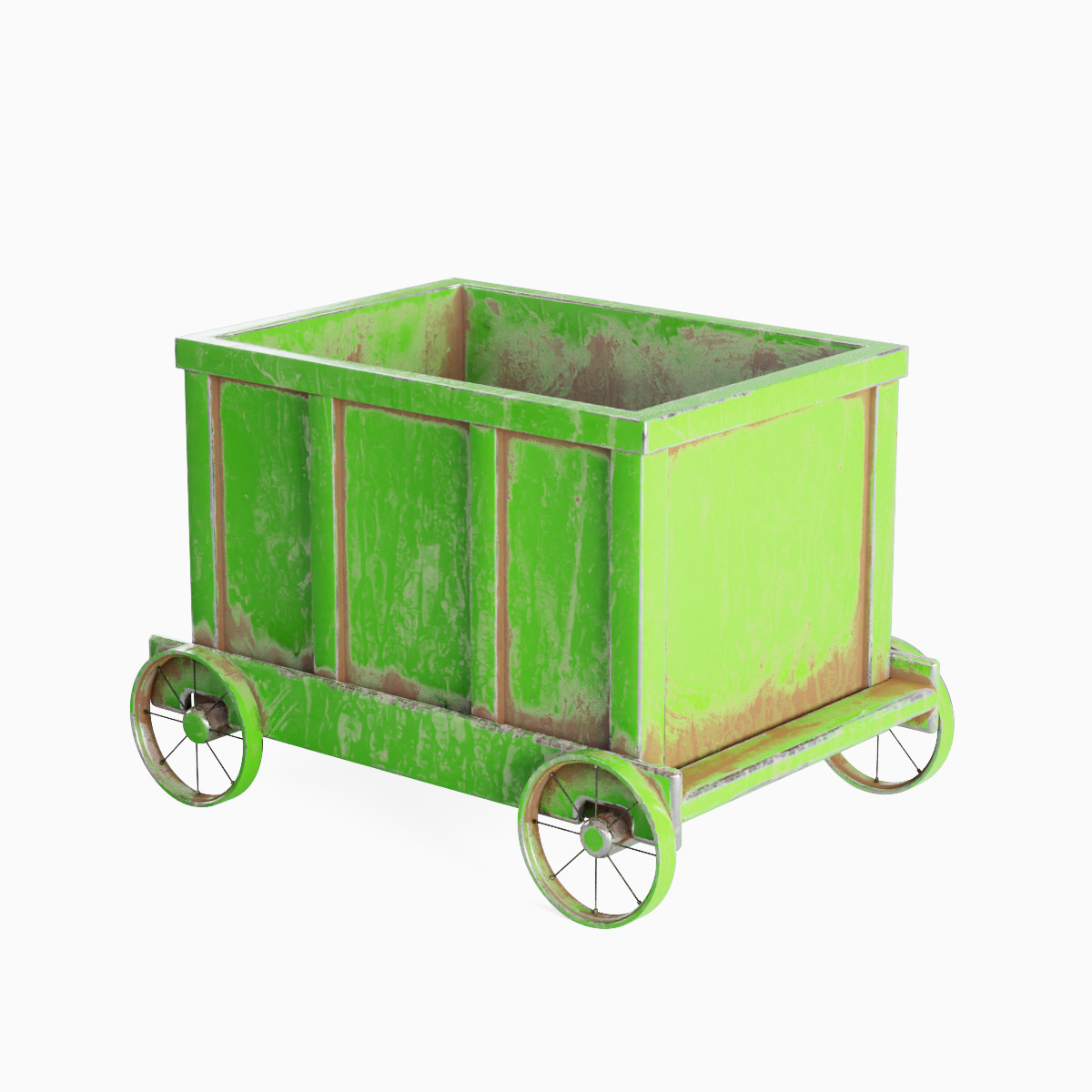 Old Mining Trolley 03 Low-poly 3D model_3