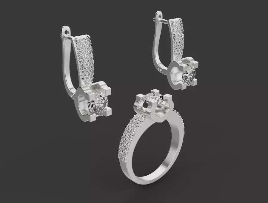 Ring and Earrings set 52588 3D print model_0